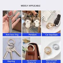 2pcs/4pcs/6pcs Thick Handmade Diamond Inlaid Spring Rings, Keyrings, Car Key Hanging Rings, Bag Renovation Accessories, Zinc Alloy One Inch Large Key Rings, Spring Rings, Open Ring DIY Ring Car Key Hanging Parts