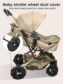 4pcs Set Baby Stroller Wheel Covers, Dust-Proof Wheel Protector Suitable For Prams And Umbrella Strollers - Black - View 2