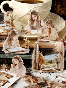 MOCARD 40 pezzi/confezione Adesivi dolci per ragazze, adesivi vintage creativi e di , forniture per decorazione fai-da-te, scrapbooking e bricolage, regalo per le vacanze, decorazioni personalizzate per scrapbook, cancelleria scolastica, forniture scolastiche, ritorno a scuola