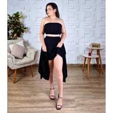 Conjunto 3 Peças Short Blusa Capa Top Várias Formas de Usar