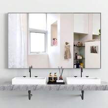 Simple-60*36" Oversized Modern Rectangle Bathroom Mirror With Silver Frame Decorative Large Wall Mirrors For Bathroom Living Room Bedroom Vertical Or Horizontal Wall Mounted Mirror With Aluminum Frame-7007 - Multicolor - View 1