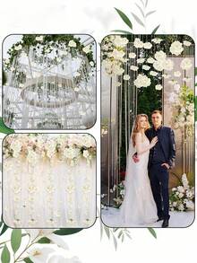 20pcs White Roses + 1 Roll 500cm Transparent Rope, Hanging Red Roses Wedding Decoration, Artificial Silk Flowers - Suitable For Wedding Arch, Baby Shower, Bridal Shower, Bouquets, Party Center Decor And Ceiling Decor - Perfect Gift For Wedding Planner And DIY Enthusiasts, Birthday, Graduation, Ideal For DIY Wedding Decoration, Bridal Shower, Wedding Bouquets, Party Center Decor, Ceiling Decor And Valentine's Day - White - View 5