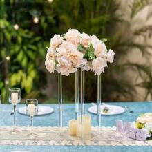 1pc Square Acrylic Flower Stand, Transparent Column Vase Holder - Geometric Centerpiece Decor For Wedding, Desktop Flower Rack, Outdoor Decoration, Home Gathering, Wedding Party, Silk Flower Arrangement Decor, Home Decor Flower Stand