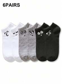 5 Paar süße und lustige Gesichtsausdruck-Muster Unsichtbare Socken, modisch und geeignet für den täglichen Gebrauch, unisex