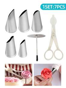 7pcs Cake Decorating Tool Set - Piping Nozzles, Piping Nail, Piping Scissors, Baking Tools For Cake, Cupcake, Cream Cookies, Kitchen Gadgets - Decoration Set - View 11