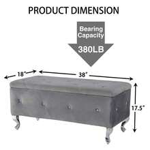 Otomana de almacenamiento acolchada simple para el dormitorio, al pie de la cama, gran banco de almacenamiento tapizado con botones de cristal para la sala de estar, entrada (Gris)-3805 - Multicolor - Ver 8