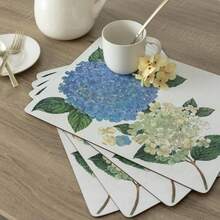 Cork Placemats Set Of 4, Thick Cork Place Mats Kitchen And Dining Tables, Easy Clean Table Mats (12 X 16 Rectangular) - Hydrangea Floral - View 2