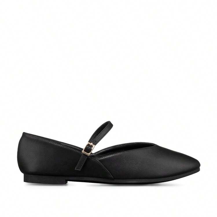 1 Pair Plain Elegant Glossy Patent Mary Jane Casual Shoes, Suitable For Outdoor And Office, Spring/Summer - Black - View 1