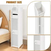 VickyHome 4 Tier Bathroom Cabinet Shelf Slim Toilet Free Standing Cupboard Storage Racking Back To School - White - View 2