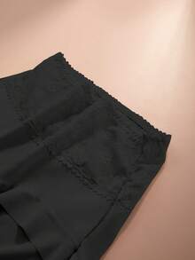 1pc High Waist Postpartum Slimming Lace Detail Seamless Tummy Shaping Slim Fit Pants For Women - Black - View 2