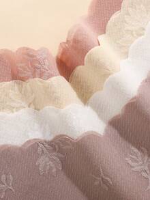 7pcs/Set Women Floral Print Smooth Fabric Seamless Panty With Scalloped Hem, Comfy Casual Ladies Underwear