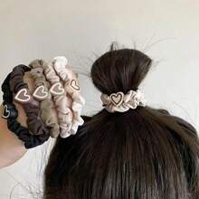 5-Piece New Coffee Love Pendant Hair Tie - Cute Bowknot Elastic Rubber Hairbands For Girls - For Ladies - Suitable For Casual Wear And Special Occasions - The Perfect Gift For Girls And Ladies,Hair Scrunchies
