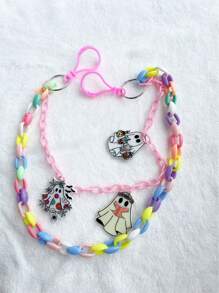School Backpack Accessories Decoration Cartoon Curly Hair Chain Strawberry Pendant Colorfast Chain Strap Bag Decoration