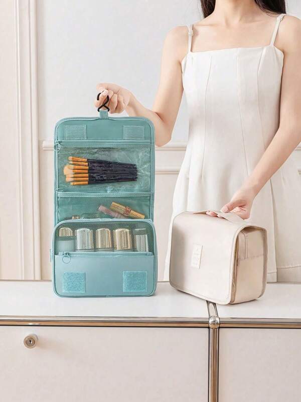 1pc Summer Travel Makeup Bag, Holiday Toilette Bag, Portable Waterproof Storage Bag, Large-Capacity Storage Bag, Multi-Functional Cosmetics Storage Bag, Suitable For Family Beach Trips, Business Trips, Beaches, Gifts For Friends, Gifts For Mom, Birthday GiftsFor Women Storage Organizer Travel Essentials Back To School Dormitory Storage