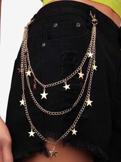 1 st. midjekedja i punkstil, dubbelt lager byxkedja, mångsidig metallkedja med dubbelt lager för ryggsäck, halsband, kjol, hiphop-accessoarer sommar, skola höst, halloween