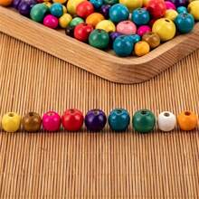 100/200/300/500pcs Colorful Wooden Beads, Round Craft Beads, Natural Wood Beads, Christmas Gift