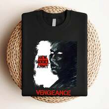 180g Pure Cotton New Model Army 'Vengeance' (Black) T-Shirt - NEW & OFFICIAL!  Casual For Women Comfortable Print Round Neck Short Sleeve Summer Men's Designer Clothes Graphic Soft Fashion Stylish Streetwear Versatile Unisex Breathable Slightly Stretchy Top For Everyday Wear