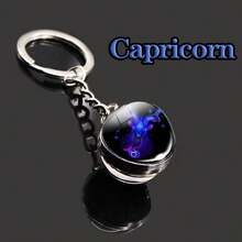 Conjunto Completo dos 12 Signos do Zodíaco, Chaveiro Anime Luminoso, Acessório de Moda Unissex, Estilo Minimalista Transparente de Vidro, Adequado para Festa de Aniversário, Presentes de Feriado