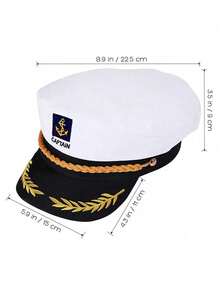 1pc Unisex Embroidered Captain Hat, Military Uniform Prop Cap, Suitable For Party Accessories - Multicolor - View 3