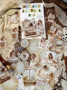 MOCARD 40 pezzi/confezione Adesivi dolci per ragazze, adesivi vintage creativi e di , forniture per decorazione fai-da-te, scrapbooking e bricolage, regalo per le vacanze, decorazioni personalizzate per scrapbook, cancelleria scolastica, forniture scolastiche, ritorno a scuola