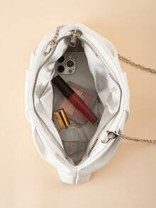 Ví cầm tay cổ điển màu trơn có khóa kéo, túi xách đa năng dung tích lớn, túi da PU thời trang, phù hợp cho nữ, có thể dùng cho đám cưới, tiệc tùng, dạ hội, lễ hội và các dịp khác, ví cầm tay nữ sành điệu. - trắng - Xem 7