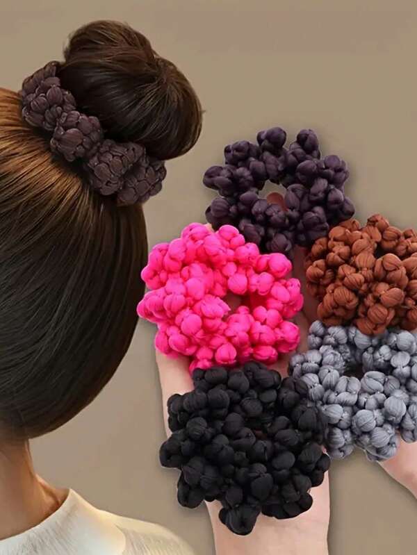 5pcs/Set Adorable & Sweet Hair Accessories, Women Solid Color Elastic Hair Ties, High Elasticity Cornflower Hair Bands, Suitable For Ponytail And Bun