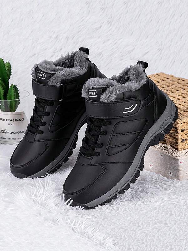 Herren Schneestiefel, Leder Knöchelstiefel, Bergstiefel, thermisch gefüttert rutschfest und langanhaltend, Winterschuhe für Senioren, Outdoor Lässig Schuhe für Mittelalte und Ältere