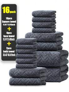 16 件套或 2 件套或 1 件珊瑚绒钻石图案纹理毛巾，柔软、吸水、不脱落（轻薄）方便毛巾套装，提花编织发巾、手巾、家用浴室套装、洗脸和浴巾、浴室配件，美容院返校家用浴室淋浴毛巾，适用于美容院、酒店运动、家庭必需品、毛巾、皮肤护理 - 彩色 - 查看 35