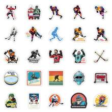 50pcs Ice Hockey Themed Stickers, Waterproof Graffiti Decals, Colorful Cool DIY Patches, Glitter Decors, Reusable, Asymmetrical Shapes, PVC Material