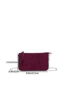 1pc Women's Red Chain Shoulder Bag, New Fashion Charm Beaded Crossbody Clutch Purse , New Year - Burgundy - View 5