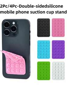 2pcs/4pcs Double-Sided Silicone Phone Holder Suction Cup A Must-Have For Travel, Suction Cup Phone Mount, Silicone Suction Phone Case Adhesive Sticky Phone Grip Hands - Free Phone Grip Silicone Sucker Phone Holder Pad Compatible With IPhone & Android.Travel Essentials Silicone Suction Phone Case Mount Applicable Scenes: Gym, Dancing, Makeup, Video Conferencing, Bathroom Shooting Fixed Bracket, Gift For Friends And Teachers