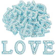 26 Pcs Pearl Rhinestone Letter Iron On Patches A-Z 5models/Styles In 5 Colors, Patch For Bridal Dress Bridesmaid Dress Girl Clothing Shoes Hat Bag Arts Craft