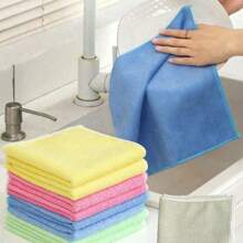5pcs/10pcs Random Color Reusable Kitchen Cleaning Cloths, Multipurpose Lint-Free Dish Cloths For Kitchen And Bathroom Household Cleaning, Durable Absorbent Towels For Removing Stains And Grease
