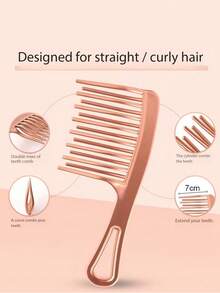 1pc Double Row Wide Tooth Comb For Women And Girls, Large Hair Comb For Long, Curly And Styling Hair, Prevent Static - Multicolor - View 10