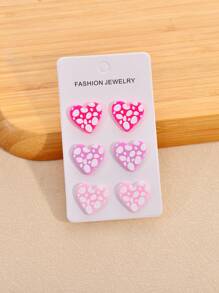 3 Pairs Bohemian Style Acrylic Geometric Print Earrings For Women, Jewelry For Party And Vacation