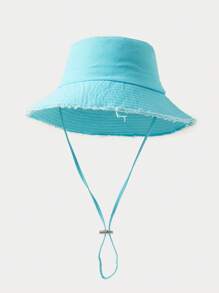 1pc Men's New Summer Outdoor Fashionable Wide Brim Bucket Hat With Rope, Casual Sun-Shading Hat For Daily Wear Men's Sun Hat Summer Hat, Suitable For Summer Outdoor Activities Such As Hiking And Fishing