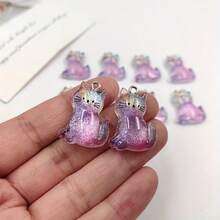 5/10 件可爱卡通猫咪吊坠饰品，适用于 DIY 珠宝制作、耳环、钥匙扣配件和工艺品，平面设计，多种柔和色彩