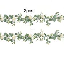 1 vòng hoa bạch đàn nhân tạo dài 1,74m (5,74ft) với hoa hồng trắng, hoa giả và lá xanh, thích hợp cho đám cưới, họp mặt gia đình, trang trí bàn, Ngày Valentine, quà tặng tốt nghiệp, tiệc độc thân, quà tặng phù dâu, Ngày của Cha, trang trí và quà tặng Halloween, quà tặng tiệc cưới, quà tặng khách mời đám cưới, trang trí tiệc sinh nhật và đồ dùng đám cưới. - Nhiều màu - Xem 14