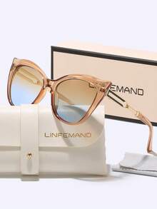 Óculos femininos LINFEMAND com armação grande e design exclusivo olho de gato, perfeitos para festas e para um visual urbano e sofisticado. Um presente surpresa ideal para qualquer ocasião.