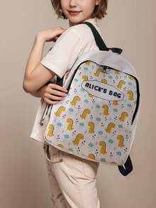 1 pieza Mochila personalizada con nombre, se puede personalizar según su diseño único, apta para niños y adolescentes, se puede imprimir su propio nombre o regalar imprimiendo el nombre de su hermano o compañero de clase - Multicolor - Ver 5