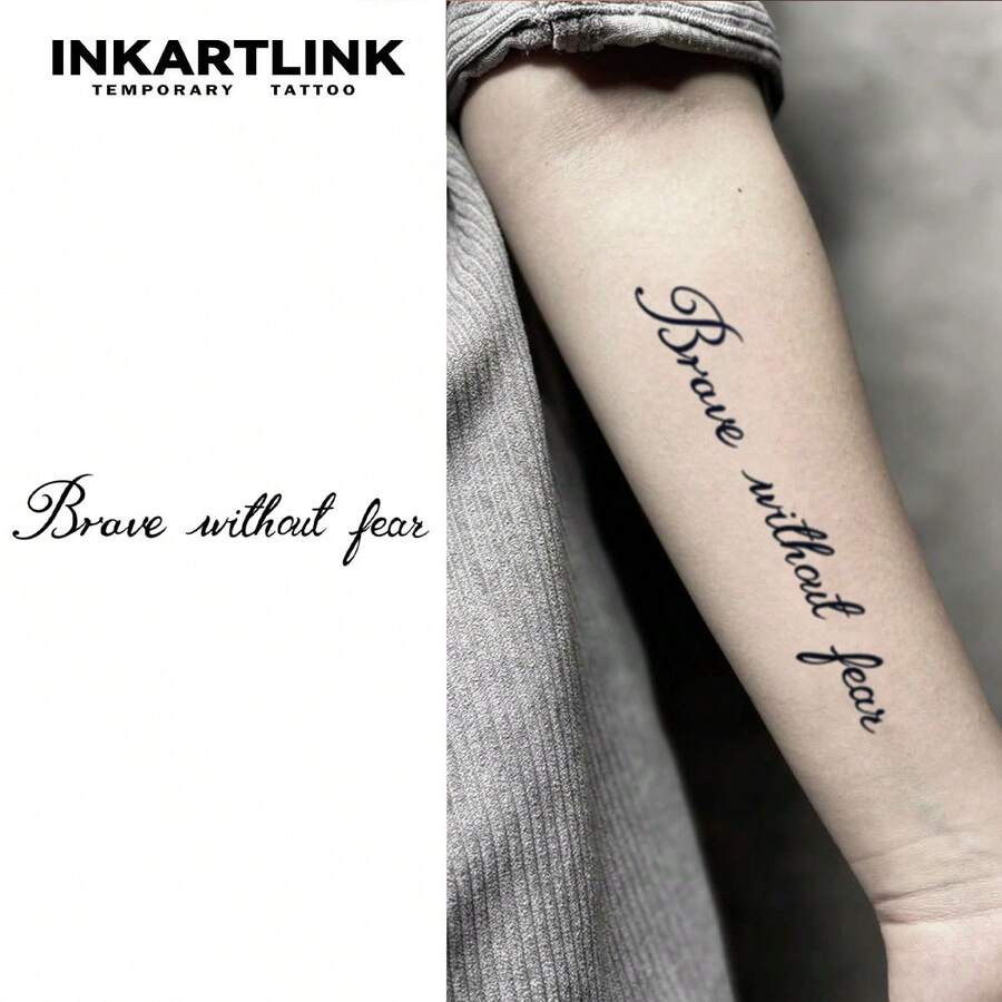 Hình dán hình xăm bán vĩnh viễn không thấm nước INKARTLINK | Cụm từ tiếng Anh nghệ thuật & Thiết kế hình xăm thực vật | Hình xăm giả tạm thời đầy cảm hứng cho cánh tay và vai