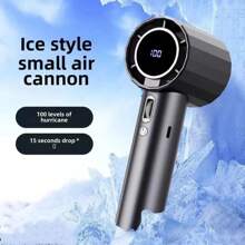 1PC Portable Handheld Turbo Fan 1800mAh 100 Gear High-Speed Cooler Rechargeable Digital Display Desk Fan For Outdoor