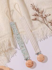 1 件婴儿奶嘴链，时尚奶嘴夹，带木制 3 孔奶嘴夹，适合婴儿女孩和男孩的礼物日常使用 - 彩色 - 查看 5