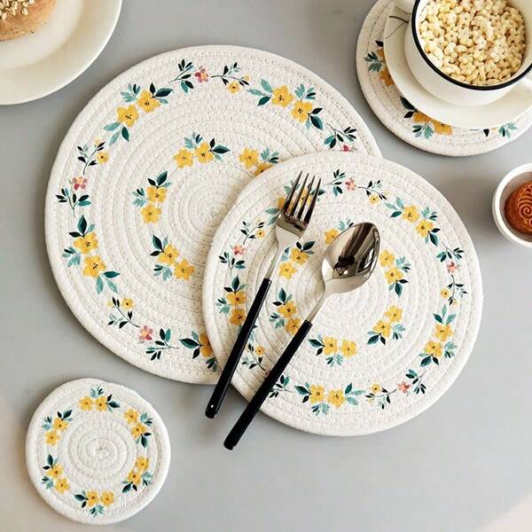 1pc Heat Insulation Placemat, Anti-Scald Dining Mat, Home Use Printed Coaster, Bowl Pad, Cup Mat, Table Mat