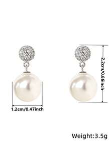 1 Paar glamouröse 925 Sterling Silber Ohrringe mit kubischem Zirkonia & Kunstperle, Partyschmuck Ohrringe für Frauen, Geschenkschmuck