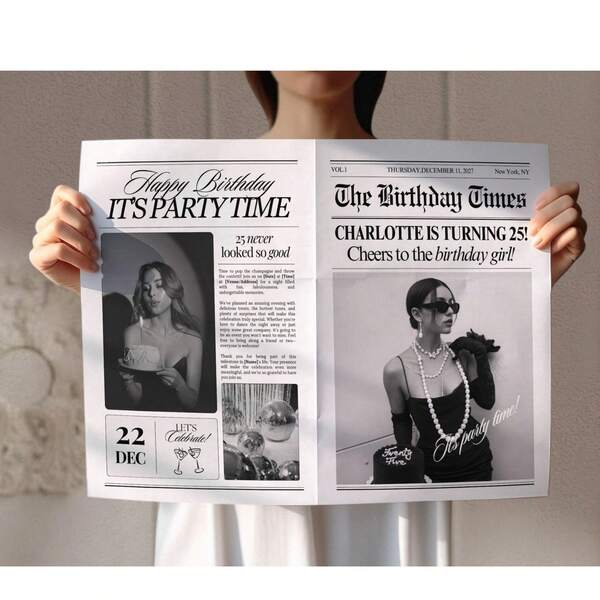 2pcs Editable Birthday Newspaper Template, Large Newspaper Template, Photography Birthday Newspaper 288x580MM, Multi-Functional, High-Quality, Personalized, Tea Room, Home, Garden, Office, For Anniversaries, For Valentine's Day, For Mother's Day, For Birthdays, For Father's Day, For Graduation, For Weddings, For Housewarming, Multi-Functional, High-Quality, Personalized, Tea Room, Home, Garden, Office, For Anniversaries, For Valentine's Day, For Mother's Day, For Birthdays, For Father's Day, For Graduation, For Weddings, For Housewarming, Customized Party Supplies