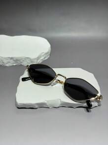 1 Pair Retro Geometric Pattern Small Frame Unisex Glasses, Y2K Fashion Versatile Suitable For All Occasions, All Season