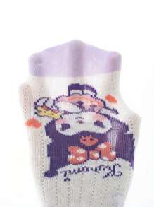 Sanrio 5 perechi de șosete funcționale antiderapante din plasă de poliester moale, respirabile, șosete de podea antiderapante din silicon pentru copii, modele de desene animate Sanrio