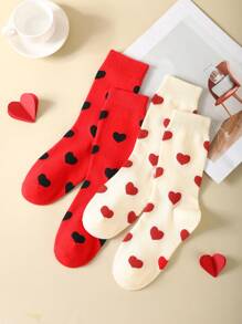1/5/10 Par de calcetines de media pantorrilla, calcetines negros para mujer, calcetines blancos para hombre, mezcla de poliéster y spándex, calcetines casuales de unicolor para parejas, calcetines románticos con diseño de corazón, calcetines de mujer de alta calidad adecuados para uso diario, como regalo del Día de la Madre, Día del Padre y diversos eventos, para enviar a la familia, parejas, amigos y niños como obsequio festivo