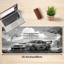 1 件加长酷炫跑车桌面垫 - 耐用、防滑橡胶安装鼠标垫，采用高清绿色虹膜设计，非常适合游戏和办公电脑、笔记本电脑 - 送给游戏玩家的绝佳礼物，桌面鼠标垫 - 黑與白 - 查看 4